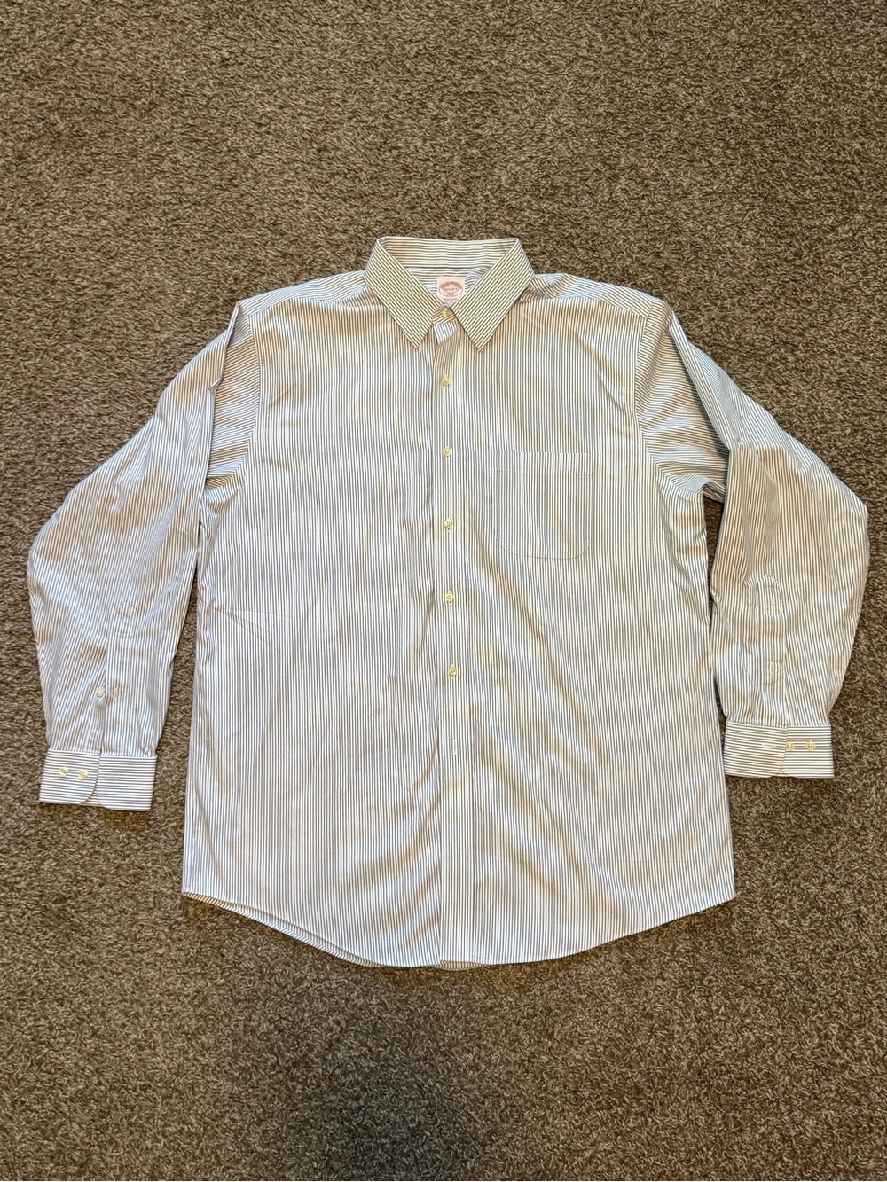 Brooks Brothers Mens Blue White Pinstripe Button Down Dress Shirt Long Sleeve